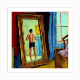 'Man in Pants - The Mirror' Art Print