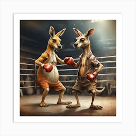 Boxing Kangaroos Art Print