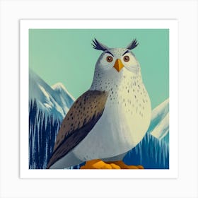 Wings of the Wilderness "nature art," "owl illustration," "mountain wildlife," "woodland creature" Art Print