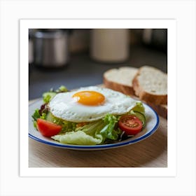 Fried Egg On Salad Art Print