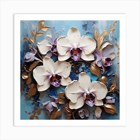 Pattern with Azure Orchid flowers Art Print