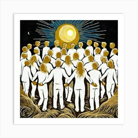 Group Of People Holding Hands Art Print