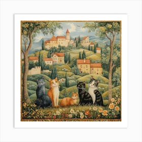 Cats In The Countryside Tapestry 5 Art Print