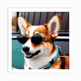 Corgi In Sunglasses 44 Art Print