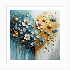 Heart shaped flowers acrylic art 2 Art Print