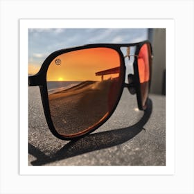 Sunset Mirrored Sunglasses Art Print