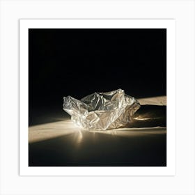 Crumpled Plastic Wrapper Foreground Contrasting Against A Pristine Dark Background Focus On Texture 2 1 Art Print