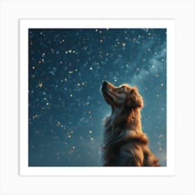 Golden Retriever Stargazing Art Print