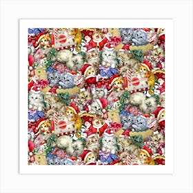 Pattern Kitten Christmas Art Print