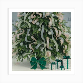 Christmas Tree With Ribbons Art Print