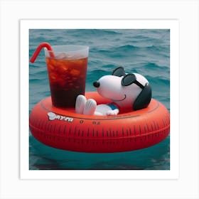 Snoopy On A Float Art Print