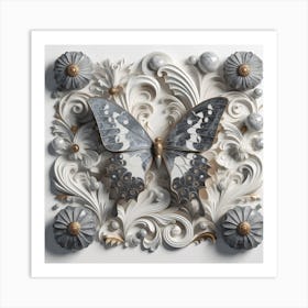 Marble Butterfly Panel III Art Print