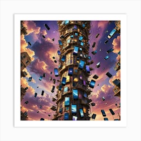 Tower Of Cell Phones Art Print