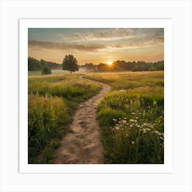 Sunrise In The Meadow Art Print