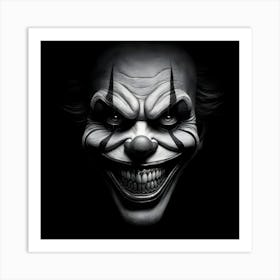 Creepy scary Clown isolated on black background 3 Art Print