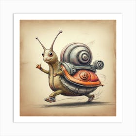 Snail On A Bike 3 Art Print