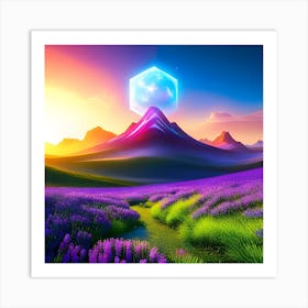 Landscape With Purple Flowers Art Print