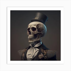 Skeleton In Top Hat Art Print