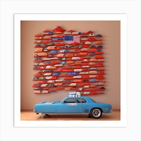 3D American vintage car Art Print