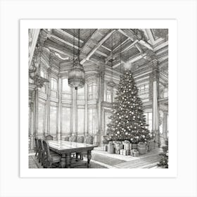 Christmas Tree In The Dining Room Art Print