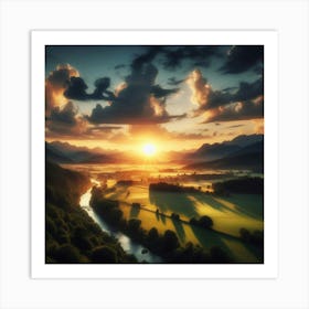 Sunrise Over A Valley Art Print