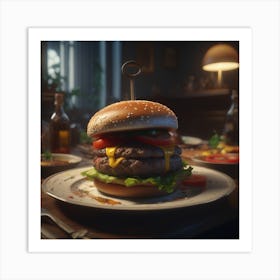 Burger On A Plate 108 Art Print