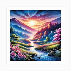 Sunset In The Mountains 10 Art Print