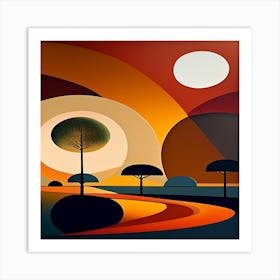 Landscape At Sunset Art Print