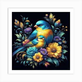 Birds And Flowers 6 Art Print