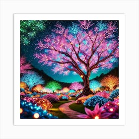 Tree At Night 2 Art Print