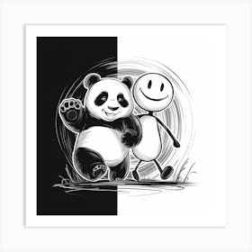 Panda Bear And Smiley Art Print