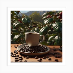 Coffee Cup With Coffee Beans 5 Art Print