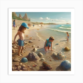 Children At The Beach Art Print