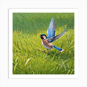 Bluebird In The Grass Art Print