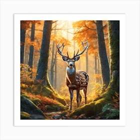 Deer In The Forest 121 Art Print