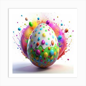 Colorful Easter Egg With Confetti And Paint Splatter Art Print