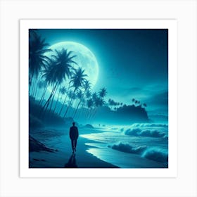 Full Moon On The Beach 4 Art Print