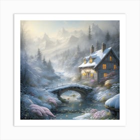 Beautiful Modern Snow Winter Landscape Art Print