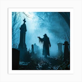 Silhouette Of A Daemon Enveloped In Fog Human Costumes Hinting At A Scary Presence Steam Rising To (6) Art Print