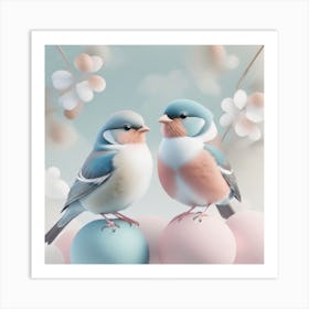 Firefly A Modern Illustration Of 2 Beautiful Sparrows Together In Neutral Colors Of Taupe, Gray, Tan (85) Art Print