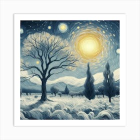 Starry Night at Winter Art Print