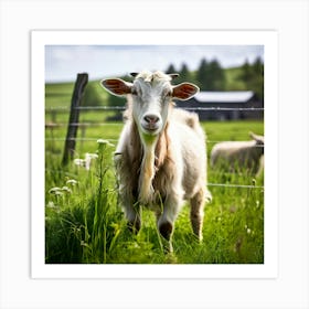 Grass Ecology Pasture Cattle Farmer Tour Tourism Country Rural Green Goat Farm Eco White (4) Art Print