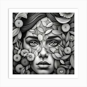 Black And White Portrait Of A Woman Art Print