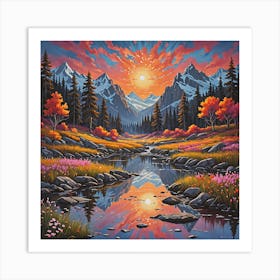 Sunset In The Mountains 3 Art Print