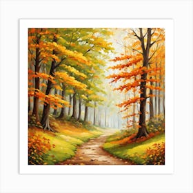 Forest In Autumn In Minimalist Style Square Composition 268 Art Print