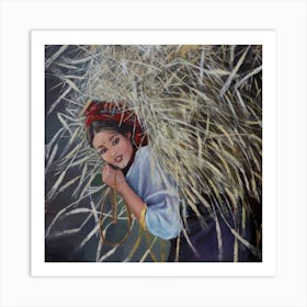 Girl With A Basket Art Print