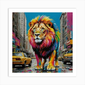 Lion On The Street Art Print