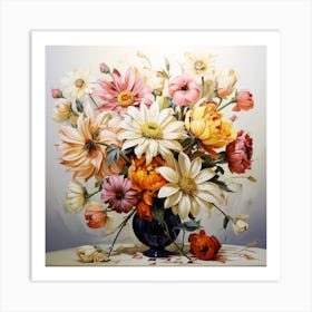 Floral Fusion Vibrant Harmony In A Modern Vase 1 Art Print