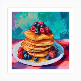 Pancakes With Berries Checkerboard 3 Art Print