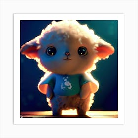 Cute Lamb With A T Shirt Art Print